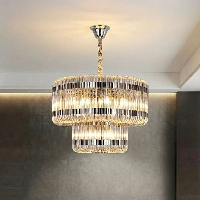 Damas 11-Light Glass Chandelier Ð Glass & Metal Ð Chrome Ð 60 cm