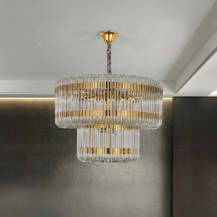 Damas 11-Light Glass Chandelier - Gold - 60 cm