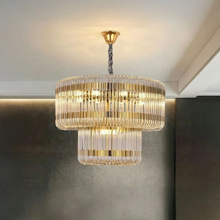 Damas 11-Light Glass Chandelier - Gold - 60 cm