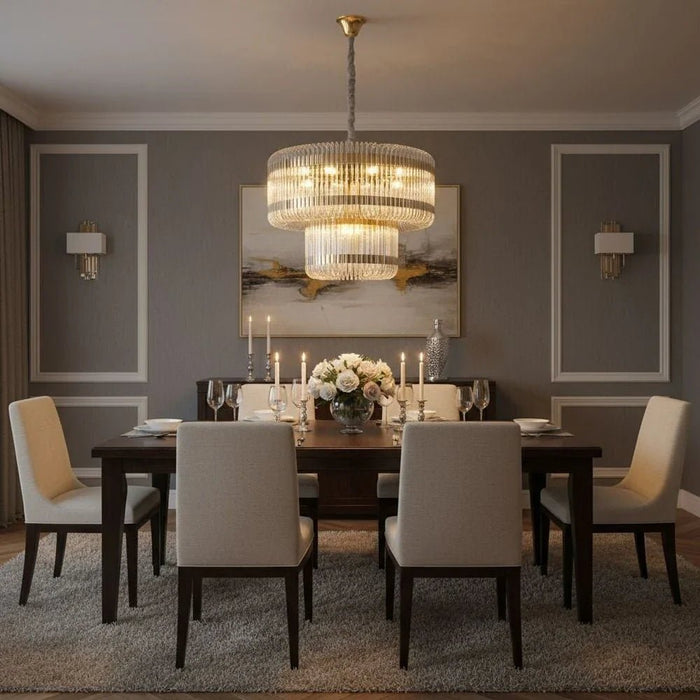 Damas 11-Light Glass Chandelier - Gold - 60 cm