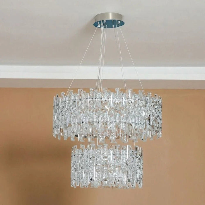Reema LED Chandelier Ð Crystal & Metal Ð Chrome Ð  3-Color Dimmable Ð 60 cm