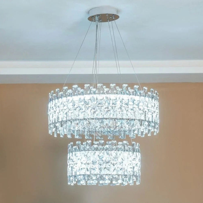 Reema LED Chandelier Ð Crystal & Metal Ð Chrome Ð  3-Color Dimmable Ð 60 cm