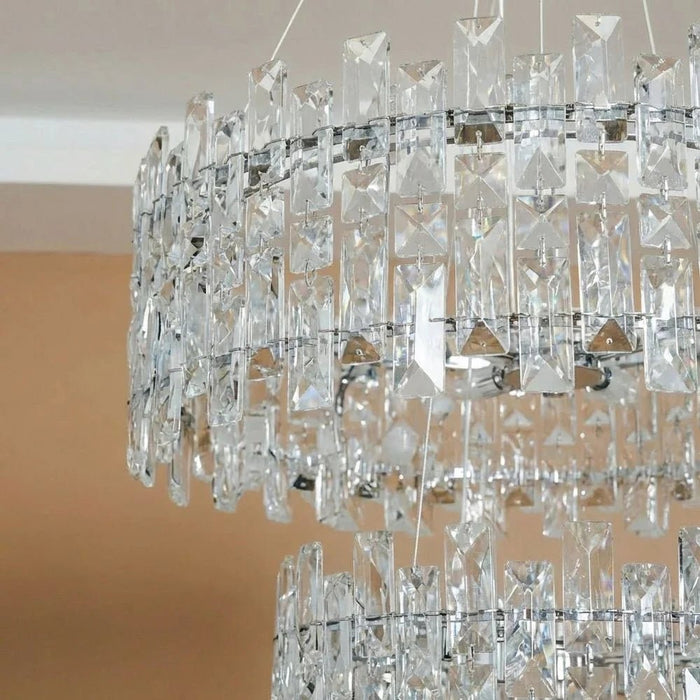 Reema LED Chandelier Ð Crystal & Metal Ð Chrome Ð  3-Color Dimmable Ð 60 cm