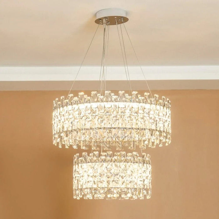 Reema LED Chandelier Ð Crystal & Metal Ð Chrome Ð  3-Color Dimmable Ð 60 cm