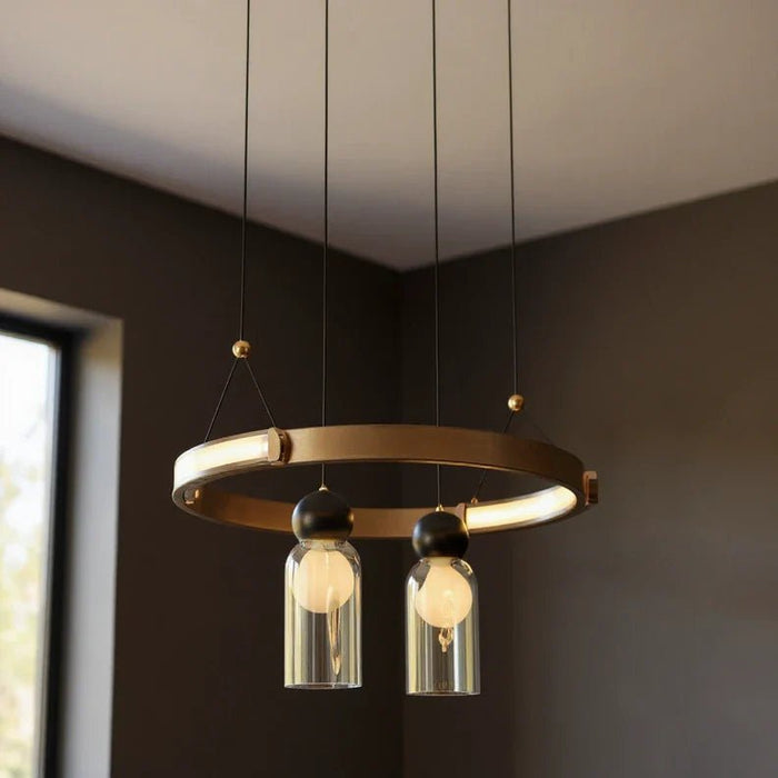 Stanza LED Pendant Chandelier _ Metal _ Antique Copper