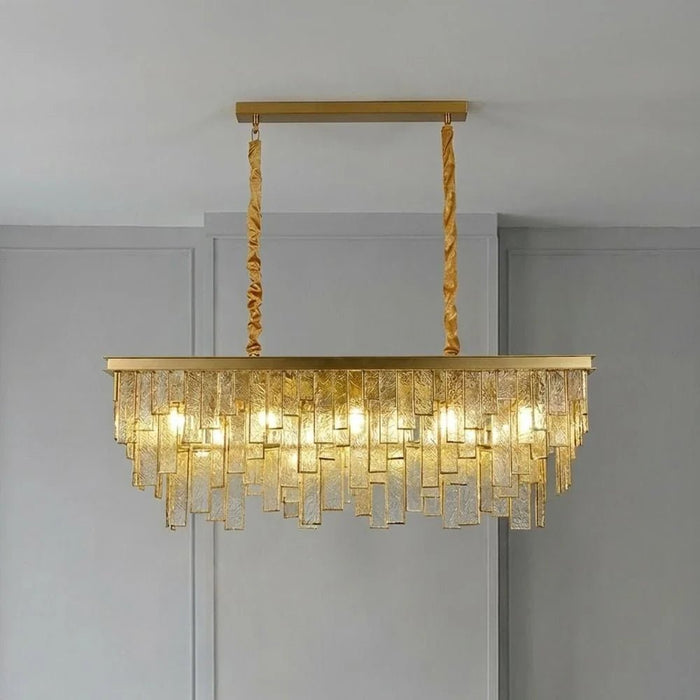 Rivera 14-Light Chandelier Ð Glass & Metal Ð Gold Ð 100 cm