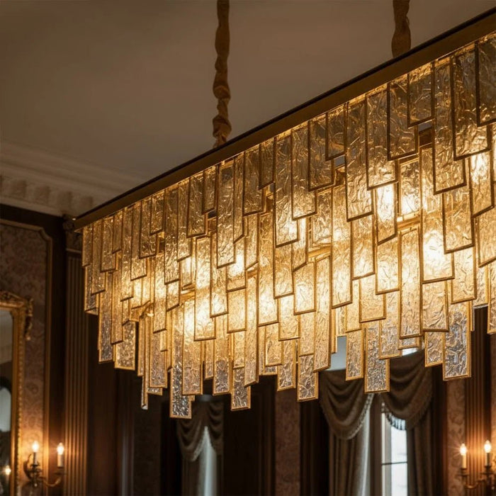 Rivera 14-Light Chandelier Ð Glass & Metal Ð Gold Ð 100 cm
