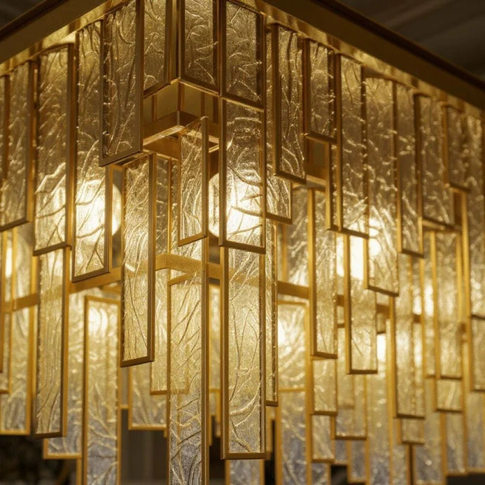 Rivera 14-Light Chandelier Ð Glass & Metal Ð Gold Ð 100 cm