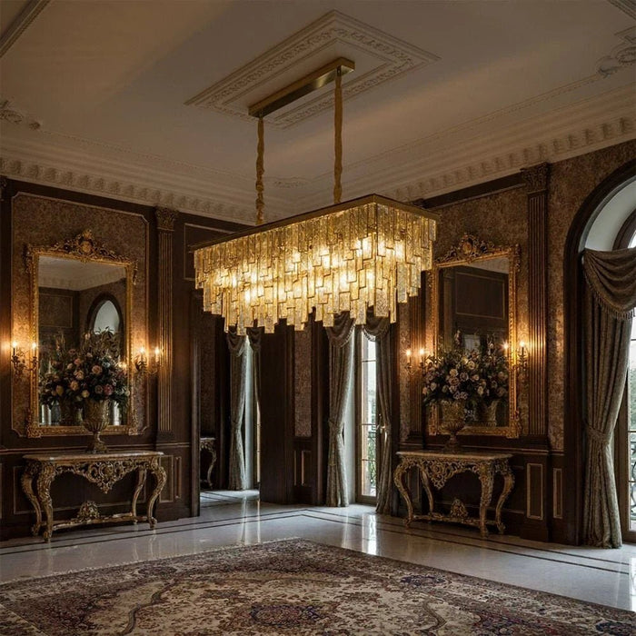 Rivera 14-Light Chandelier Ð Glass & Metal Ð Gold Ð 100 cm
