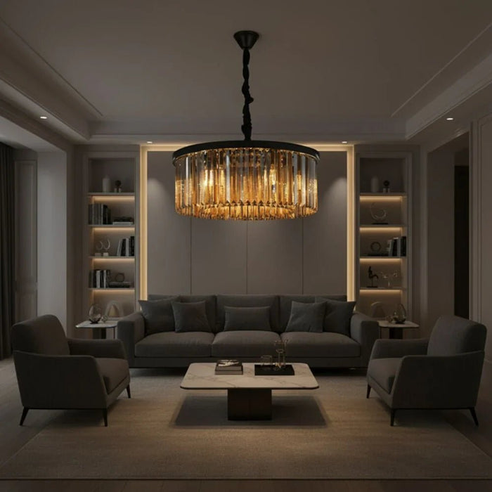 Rivoli 6-Light Crystal Chandelier - Crystal & Metal - Amber/Black - 60 cm