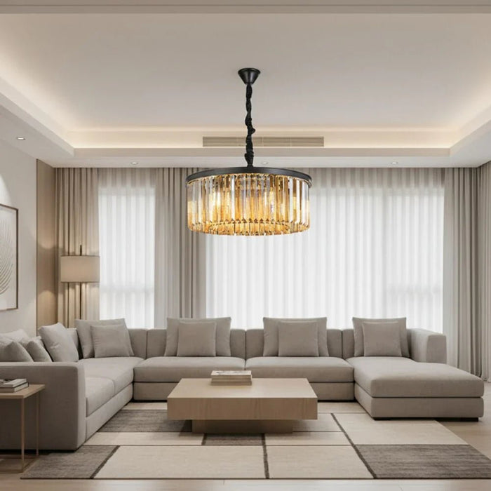 Rivoli 6-Light Crystal Chandelier - Crystal & Metal - Amber/Black - 60 cm