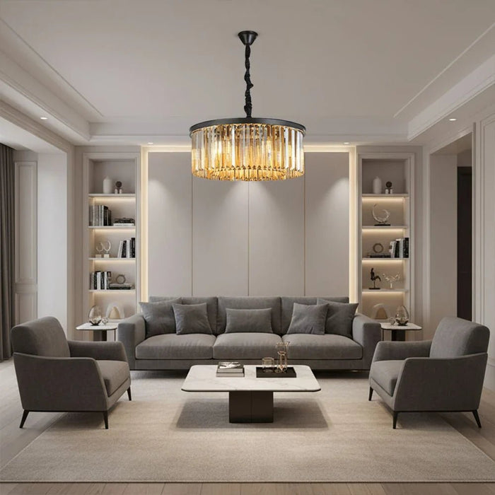 Rivoli 6-Light Crystal Chandelier - Crystal & Metal - Amber/Black - 60 cm