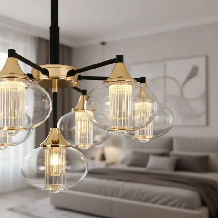 Marco 7-Light Chandelier Ð Glass & Metal Ð Gold Ð 60 cm