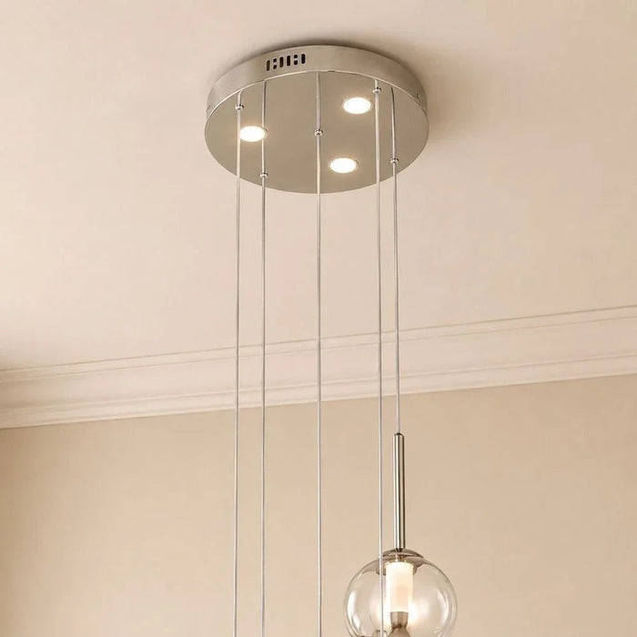 Urban LED 5Pc Glass Pendant set -3-Color Dimmable 4m Adjustable Length -Smoke Grey