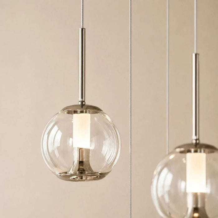 Urban LED 5Pc Glass Pendant set -3-Color Dimmable 4m Adjustable Length -Smoke Grey