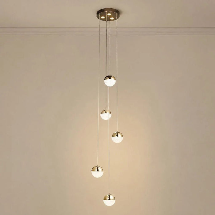 Solitare LED 5Pc Pendant set - 3 Color Dimmable 2.5m Adjustable Length -Smoke Grey