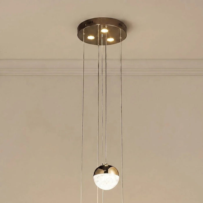 Solitare LED 5Pc Pendant set - 3 Color Dimmable 2.5m Adjustable Length -Smoke Grey