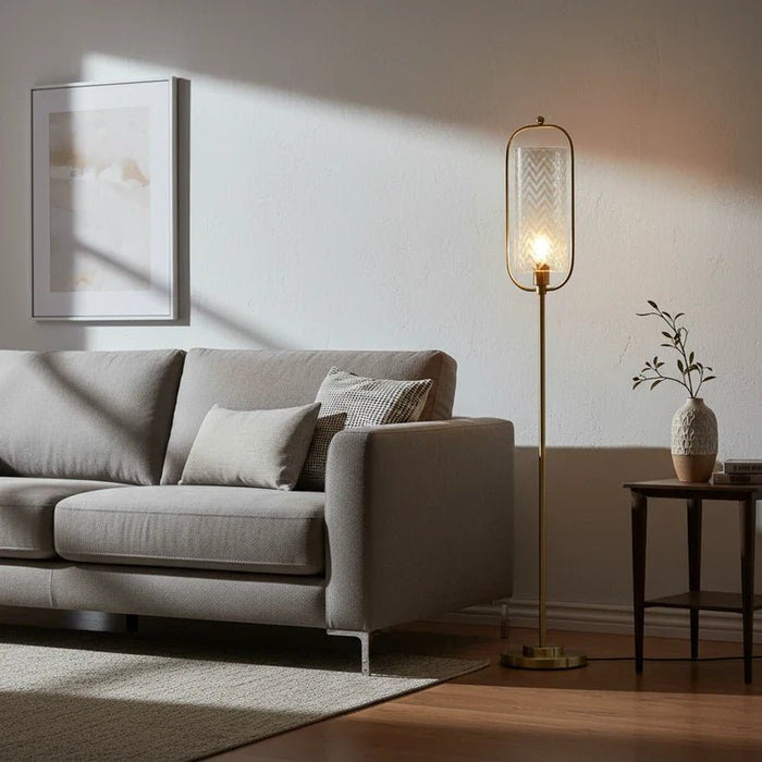 Glass Glow Metal Floor Lamp ML256242 D25x160cm Gold E27
