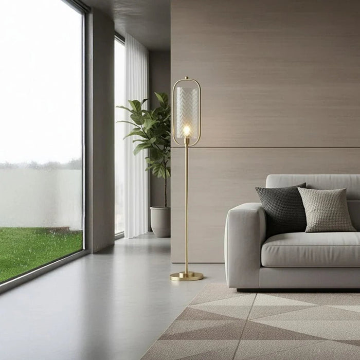 Glass Glow Metal Floor Lamp ML256242 D25x160cm Gold E27