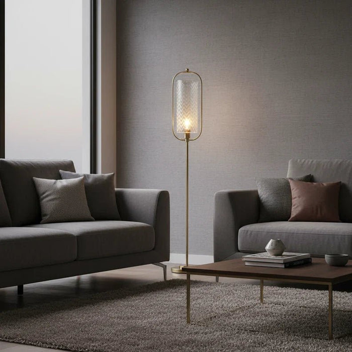 Glass Glow Metal Floor Lamp ML256242 D25x160cm Gold E27