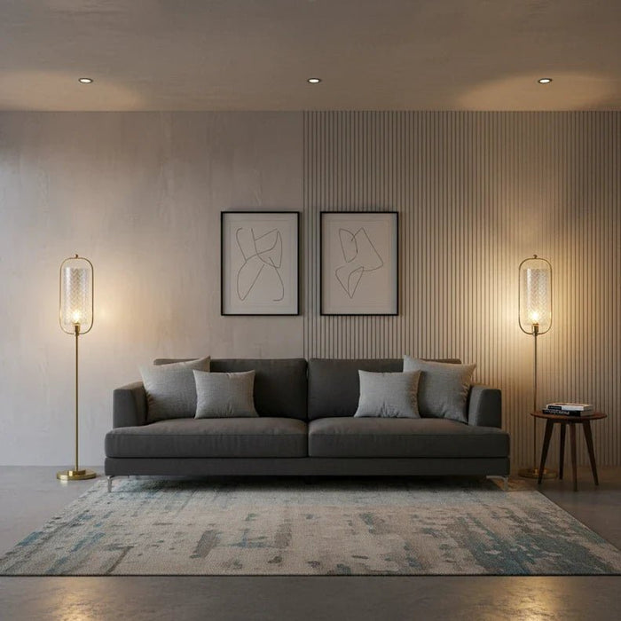 Glass Glow Metal Floor Lamp ML256242 D25x160cm Gold E27