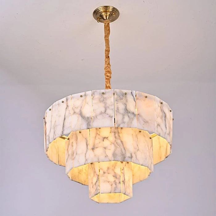 Alessia 6-Light Chandelier Ð Marble & Metal Ð Copper Gold Ð 60 cm