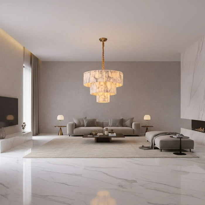 Alessia 6-Light Chandelier Ð Marble & Metal Ð Copper Gold Ð 60 cm