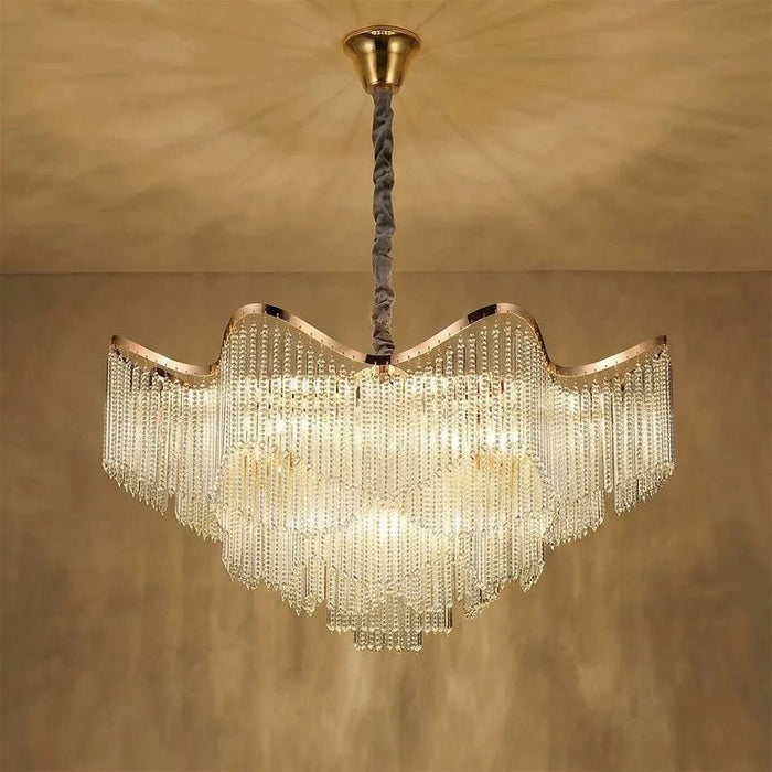 Zahra 20-Light Crystal Chandelier Ð Crystal & Metal Ð Gold Ð 95 cm