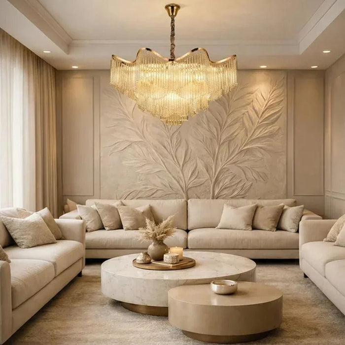 Zahra 20-Light Crystal Chandelier Ð Crystal & Metal Ð Gold Ð 95 cm