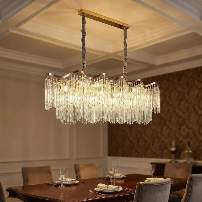 Zahra 12-Light Crystal Chandelier Ð Crystal & Metal Ð Gold Ð 100 cm