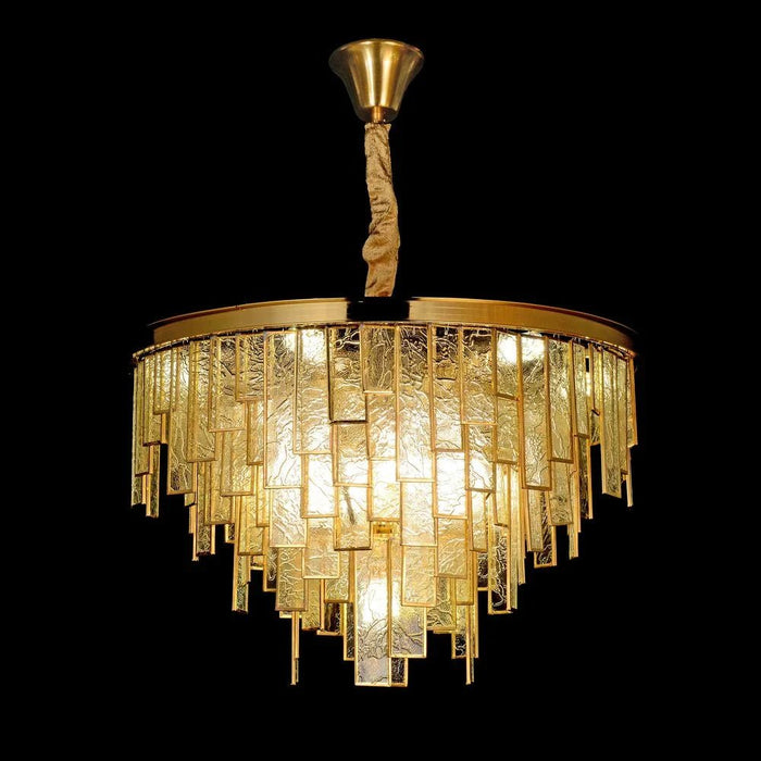 Rivera 14-Light Modern Chandelier Ð Glass & Metal Ð Amber Ð 100 cm
