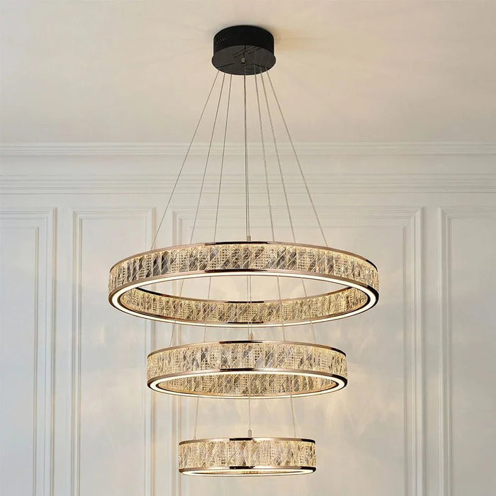 Celine Modern Chandelier 3- Color Dimmable With Base Plate - 3 Ring