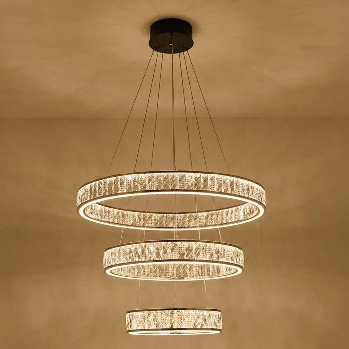 Celine Modern Chandelier 3- Color Dimmable With Base Plate - 3 Ring