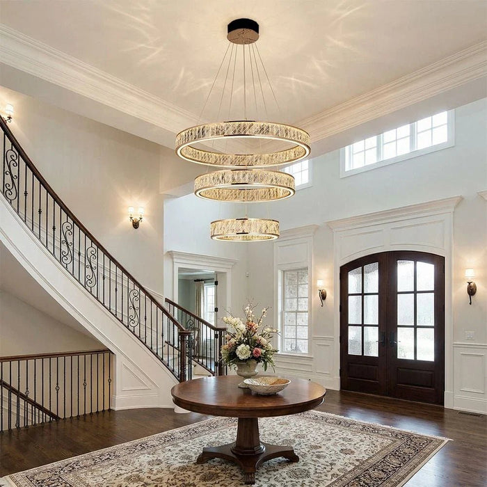 Celine Modern Chandelier 3- Color Dimmable With Base Plate - 3 Ring