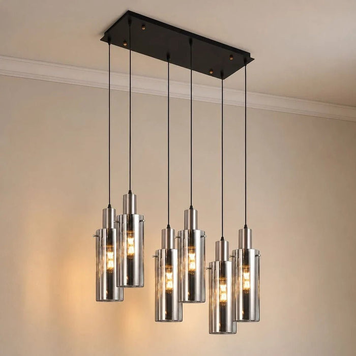 Delight 6-Light Glass Chandelier - Smoke Black - 70 cm