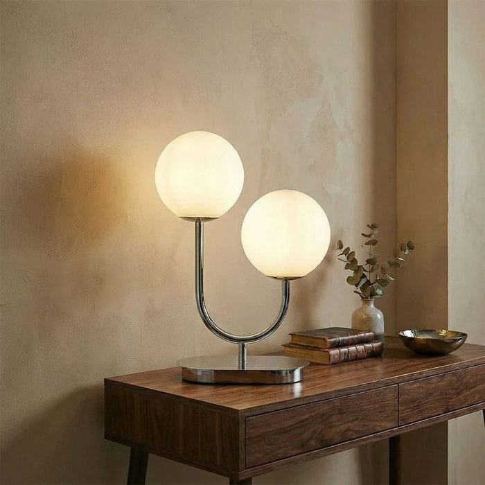 Opal Glass Table Lamp - 69cm Chrome