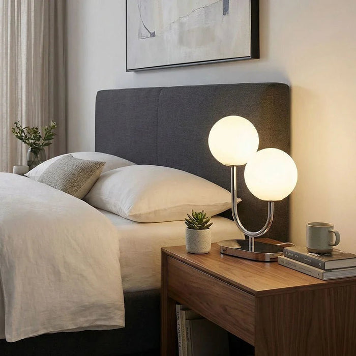 Opal Glass Table Lamp - 69cm Chrome