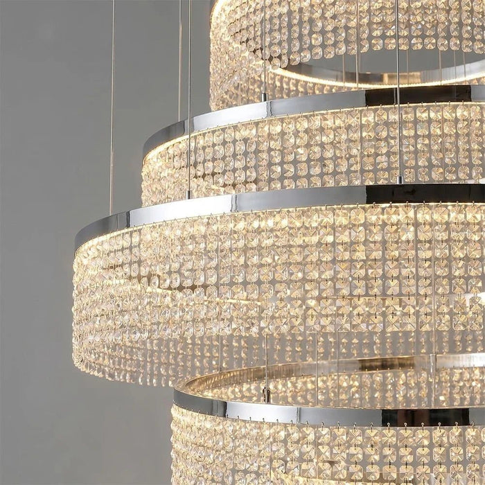 Almas Led Staircase Chandelier Adjustable 4Meter Chrome