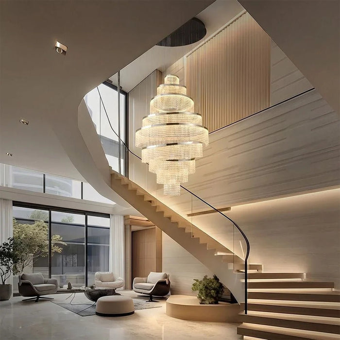 Almas Led Staircase Chandelier Adjustable 4Meter Chrome