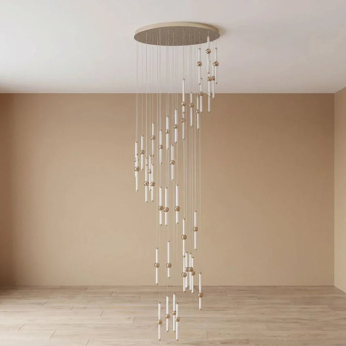 Cameo Led Staircase Chandelier Adjustable 4Meter Gold