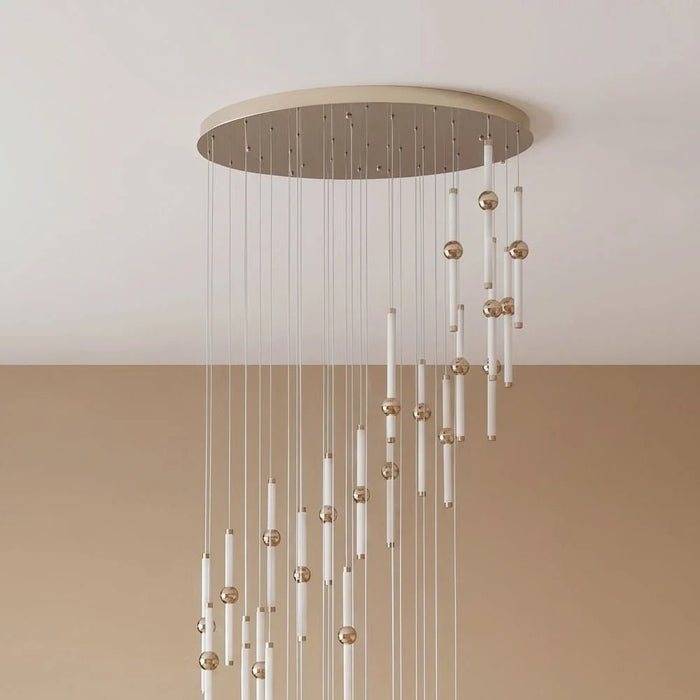 Cameo Led Staircase Chandelier Adjustable 4Meter Gold