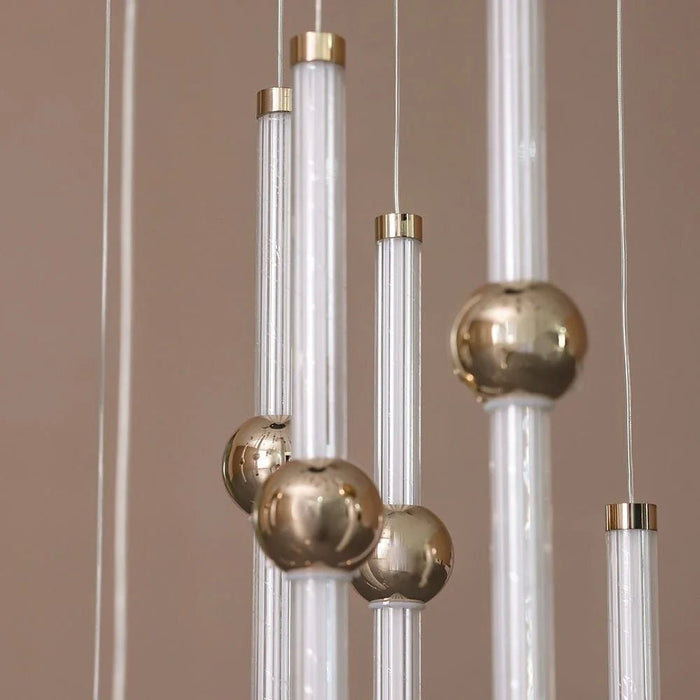 Cameo Led Staircase Chandelier Adjustable 4Meter Gold