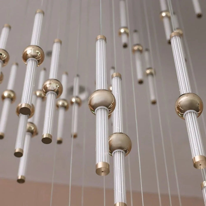 Cameo Led Staircase Chandelier Adjustable 4Meter Gold