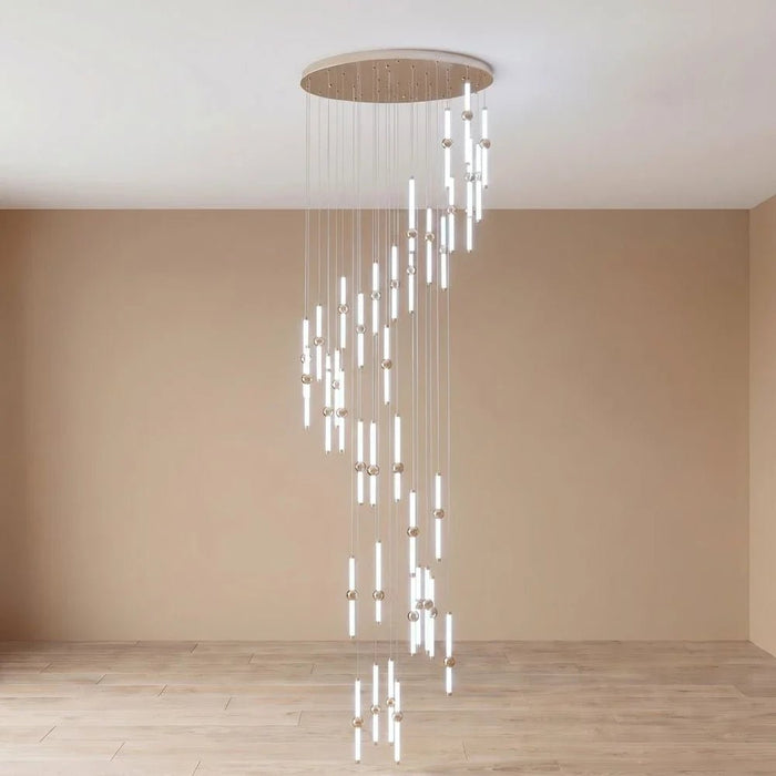 Cameo Led Staircase Chandelier Adjustable 4Meter Gold