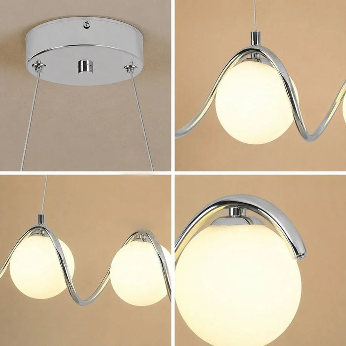 Opal Glass Chandelier - 70Cm Chrome