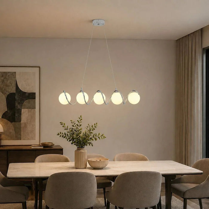 Opal Glass Chandelier - 70Cm Chrome