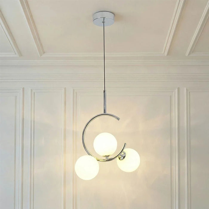Opal Glass Pendant - Chrome