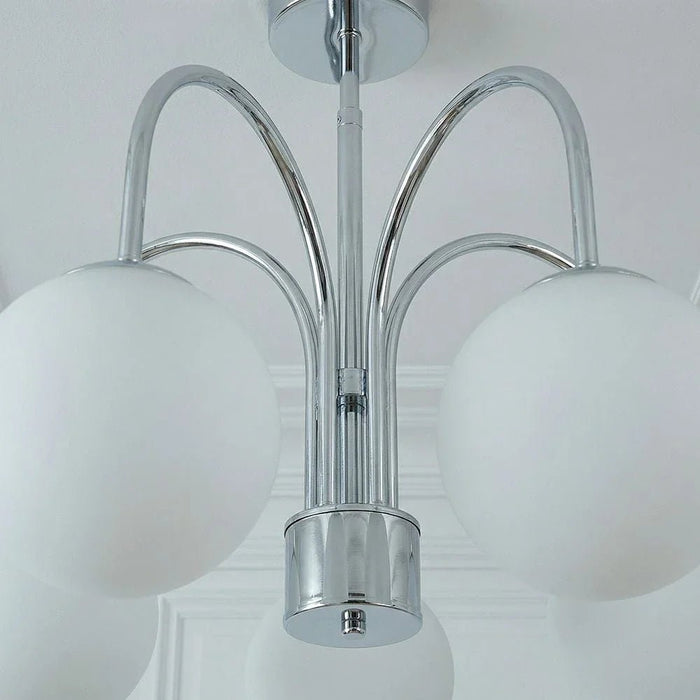 Opal Glass Chandelier - Chrome