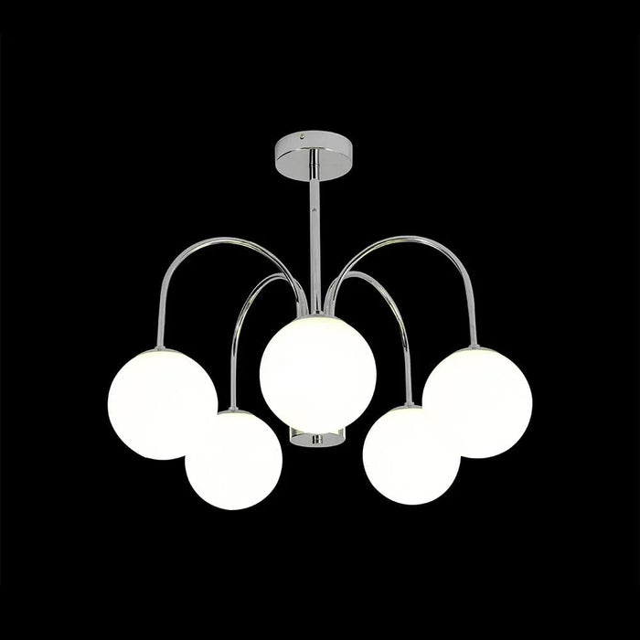 Opal Glass Chandelier - Chrome