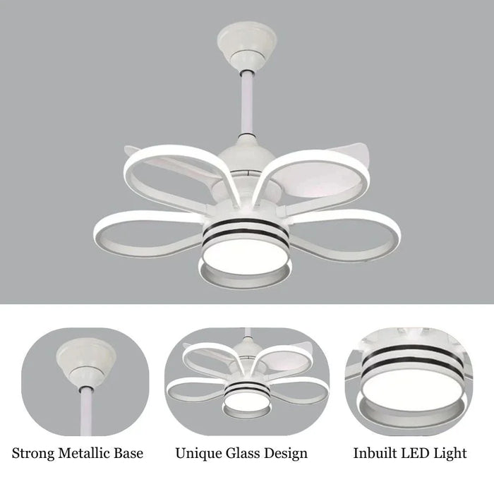 Dora LED Ceiling Fan with Remote Control - 3 Color Dimmable Light - White